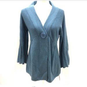 Emma James V Neck Knit Cardigan Casual 3/4 Sleeve Powder Blue Sweater Top M